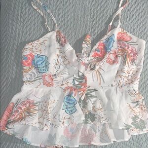 Floral Camisole with Tie Front